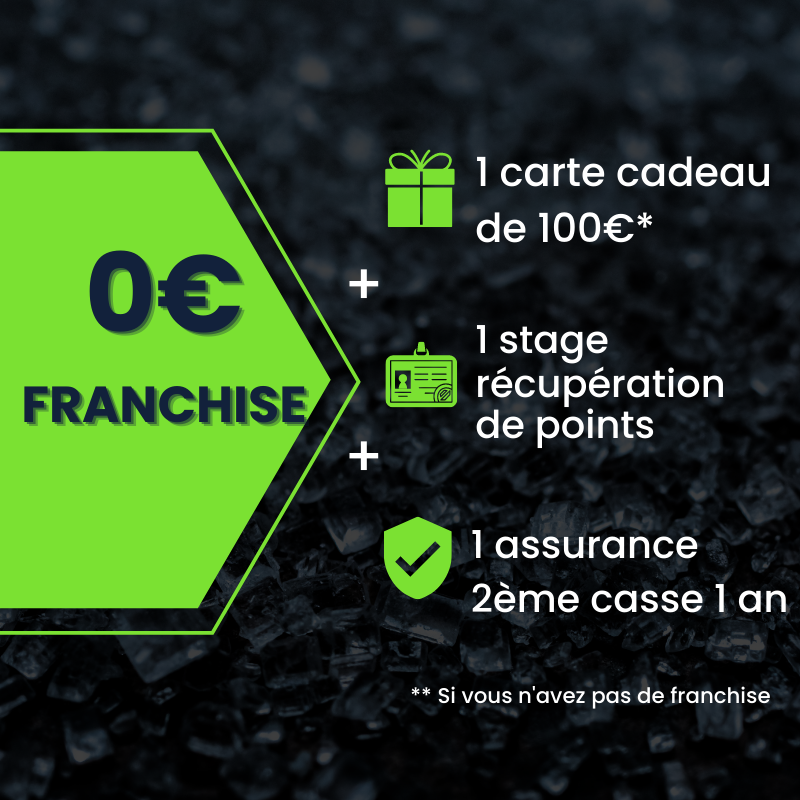 zéro euro de franchise - stage récupération de point - carte cadeau de 100 euros - changement de pare brise sans franchise