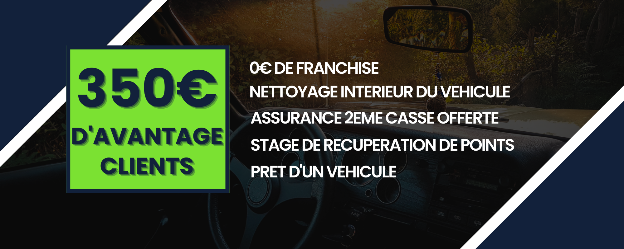 zéro euro de franchise - stage récupération de point - carte cadeau de 100 euros - changement de pare brise sans franchise